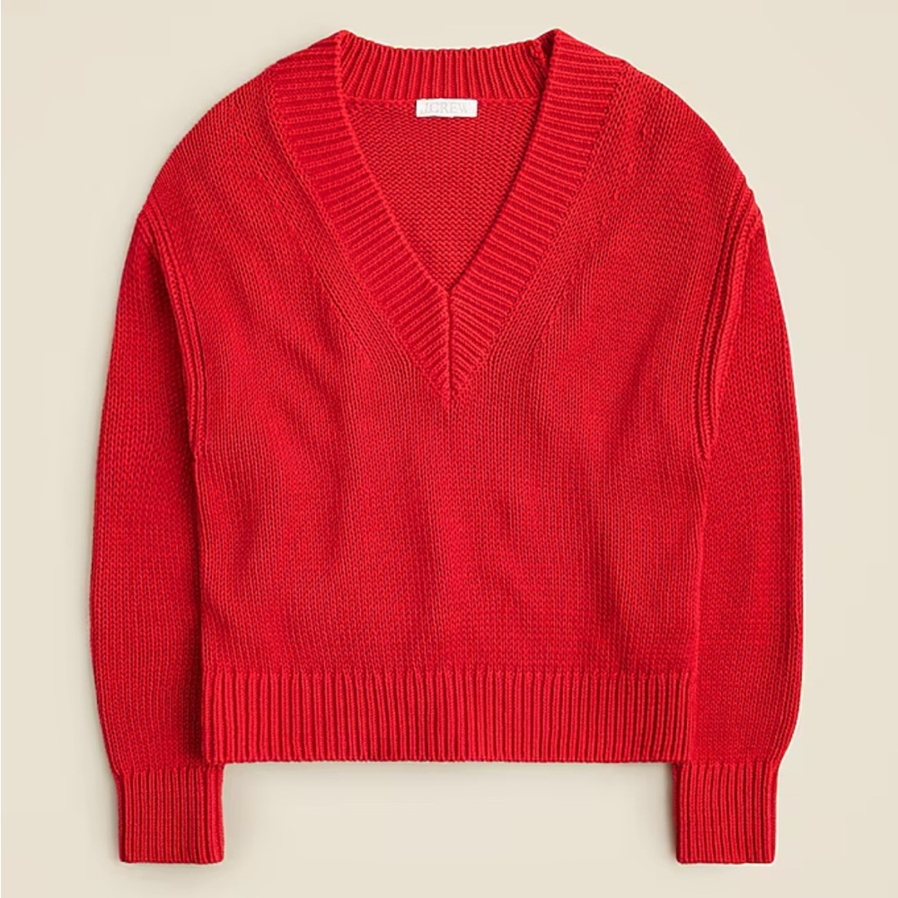 NWT J.Crew Relaxed V-neck Sweater in classical cardinal
